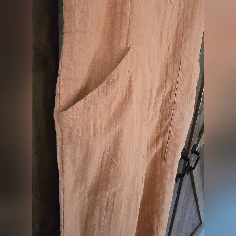 NWT Billabong Daydream Coral  Rust Tan Jumpsuit Button Front Tab Overall M - Picture 7 of 16
